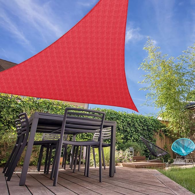E&K Sunrise 6' x 6' x 6' Sun Shade Sail Triangle Canopy Shade Cover UV Block for Patio Backyard Garden Outdoor (Red)