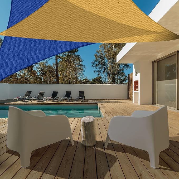 AsterOutdoor Sun Shade Sail Triangle 16' x 16' x 16' UV Block Canopy for Patio Backyard Lawn Garden Outdoor Activities, Sand