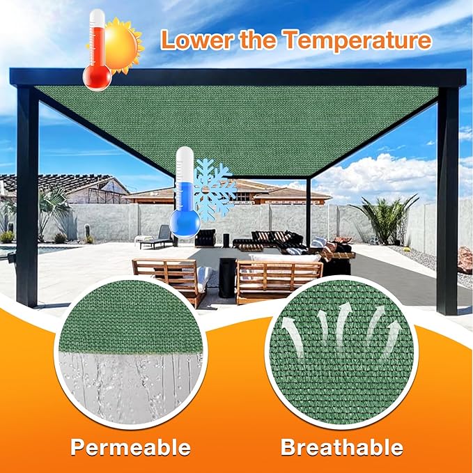 Artpuch Outdoor Pergola Shade Cover 9' X 13' Sun Shade Cloth with Grommets, 90% UV Protection Canopy Patio Privacy Screen (Customized Available) GN107, Green