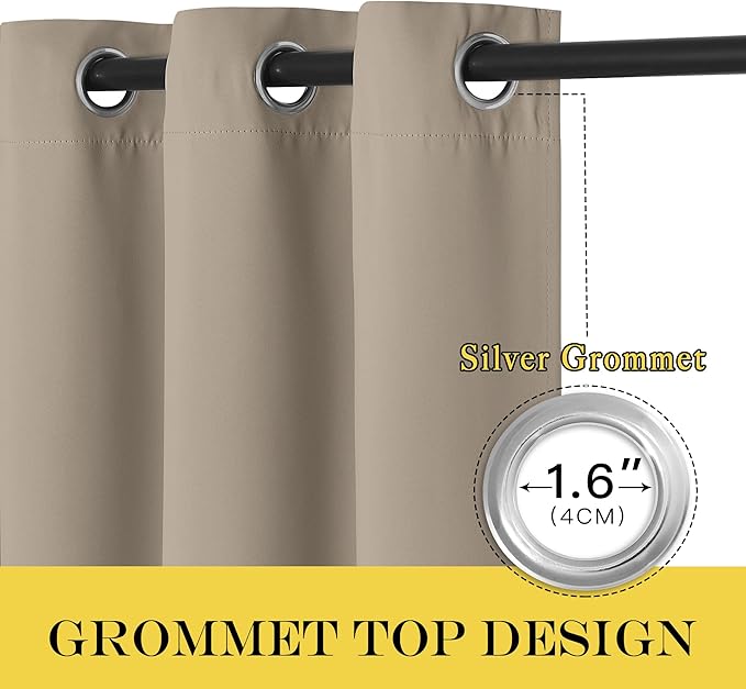 NICETOWN Blackout Doorway Curtain Drape 78 inch Long - Grommet Noise Reducing Thermal Insulated Solid Modern Window Treatments for Bedroom Closet (1 Panel, 52 x 78 Inch, Taupe)