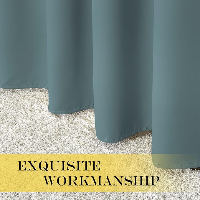NICETOWN Blackout Curtains 72 inches Long, Grommet Privacy Window Treatment Thermal Insulated Room Darkening Sliding Glass Door Drape for Bedroom Living Room, 1 Panel, W100 x L72, Greyish Blue