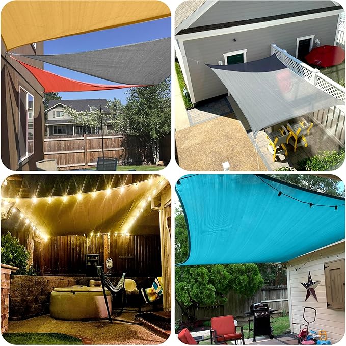 SUNLAX Sun Shade Sail 8' x 8' Sand Square Canopy Sail Shade Cover UV Block Permeable Sunshade Outdoor for Patio Backyard (We Make Custom Size)