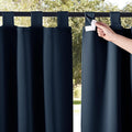 NICETOWN 2 Pieces Blackout Outdoor Curtainss for Patio Waterproof, Detachable Sticky Tab Top Thermal Insulated Outdoor Indoor Drapes Privacy Blinds for Pergola, W52 x L120, Navy Blue