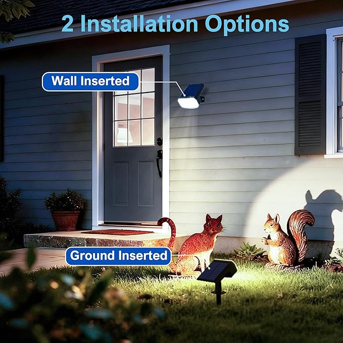 Solar Lights Outdoor Waterproof IP65, Super Bright LED with Lens, 6500K 2 Lighting Modes, Solar Powered Yard Garden Solar Spot Lights for Outside Landscape Auto On/Off -4 Pack