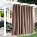 RYB HOME Extra Wide Outdoor Curtains for Patio Waterproof Heavy Duty Thermal Insulated in Summer Full Coverage Privacy for Porch, Cabana & Pool, W120 x L84, Mocha, 1 Panel