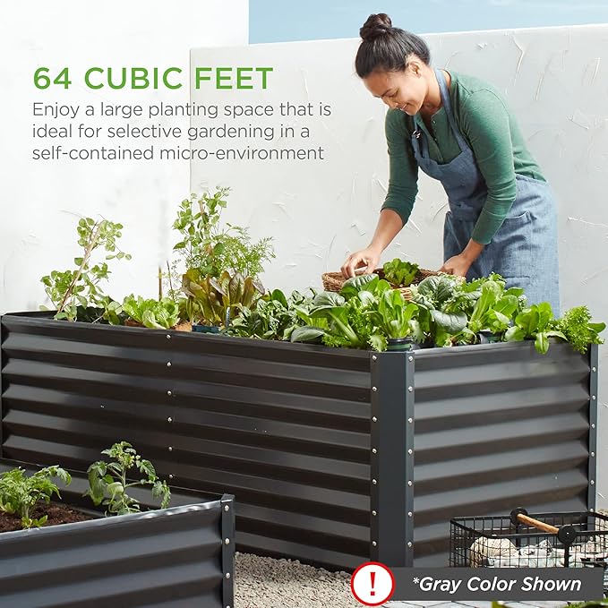 Best Choice Products 8x4x2ft Outdoor Metal Raised Garden Bed, Deep Root Planter Box for Vegetables, Herbs & Flowers, 478-Gallon Capacity, 100% Non Toxic Materials - Peacock Blue