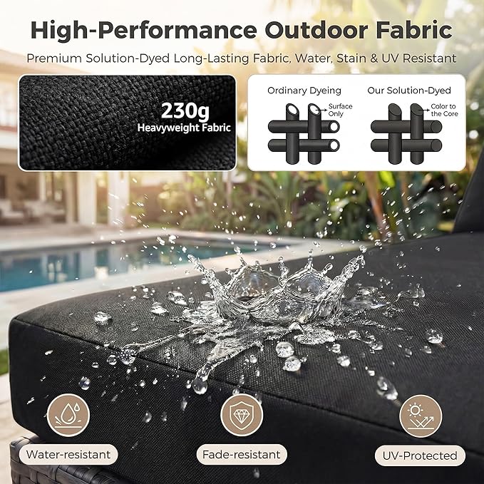 NICESOUL Large Size 9 Piece Patio Conversation Set with Fire Pit Table Propane/Gas, 29.3'' High Back Outdoor Furniture Sectional Set, Heavyweight Rattan Contemporary Sofa, 2 Color Cushion Black &Gray