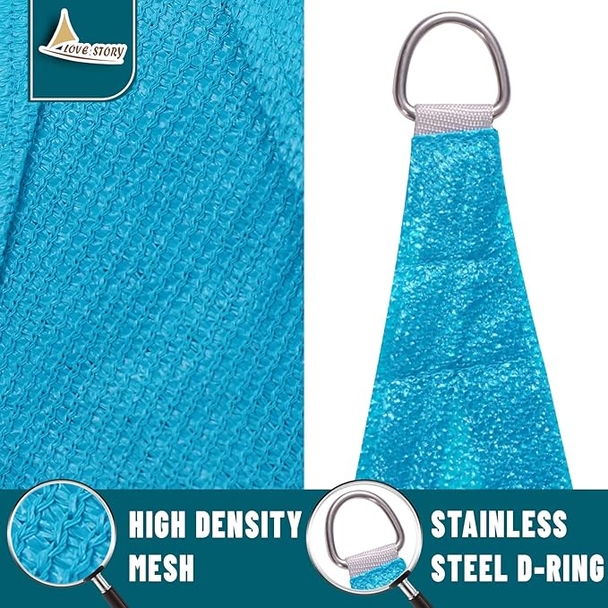 LOVE STORY Custom Size 19'x19'x19' Turquoise Blue Sun Shade Sail Triangle Sunshade Fabric Awning Canopy for Patio Backyard Carport Pergola (Customized)