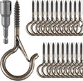 24 PCS Q-Hanger Hooks, Screw Hooks for Outdoor String Lights, Safety Buckle Design Cup Eye Hook for Hanging Christmas Lights, Plants, Mounted on Wall Ceiling, Include 1 Wing Nut Driver, Copper