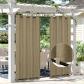 Easy-Going Linen Look Outdoor Curtains Waterproof Windproof Porch Curtains, Soft Thicken Outdoor Privacy Curtains for Patio, Gazebo, Grommet Top and Tab Bottom Drape, 1 Panel, 54x96 inch, Khaki