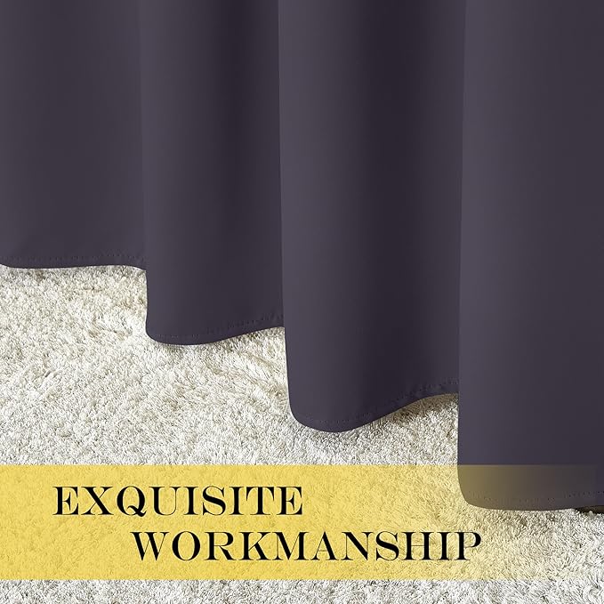 NICETOWN Blackout 108 inch Curtains for Sliding Glass Door, Grommet Thermal Insulated Room Darkening Window Sound Reducing Drapes for Room Divider, 1 Panel, W52 x L108, Greyish Purple