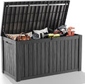180 Gallon Resin Deck Box, Lockable Weatherproof Outdoor Storage Box for Furniture, Garden Tools and Tools Storage, Waterproof Outside Storage Boxes - Black