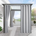 RYB HOME Outdoor Curtains for Patio Waterproof Block Sunlight Thermal Insulated Privacy Assured Thick Outside Curtains for Porch, Gazebo, Pergola, W52 x L95, Light Grey, 1 Panel