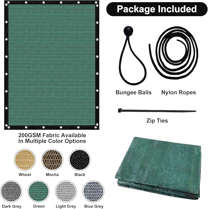 Artpuch 90% Sun Shade Cloth, 8 x 20 FT Pergola Shade Cover Canopy with Grommets, Sun Screen Fabric Tarp for Patio, Outdoor, Garden, Backyard, Green