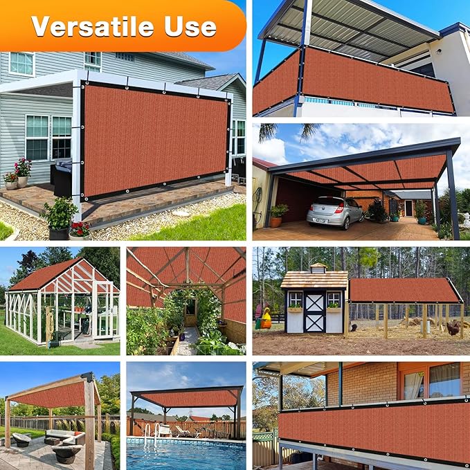 Artpuch 90% Sun Shade Cloth, 4 x 8 FT Pergola Shade Cover Canopy with Grommets, Sun Screen Fabric Tarp for Patio, Outdoor, Garden, Backyard, Rust Red