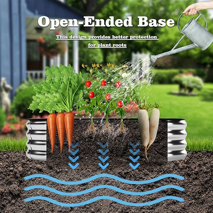 Galvanized Metal Planter Raised Garden Bed Kit for Gardening Outdoor，4x2x1ft Planter Grow Garden Box Raised Flower Bed，Long Vegetable Clearance Herb Raised Garden Beds for Gardening Black