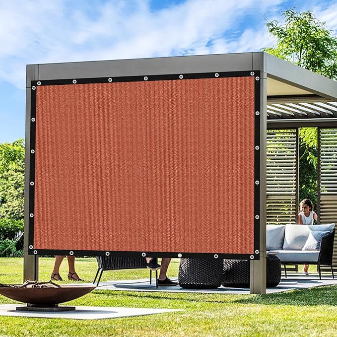 Artpuch 90% Sun Shade Cloth, 9 x 18 FT Pergola Shade Cover Canopy with Grommets, Sun Screen Fabric Tarp for Patio, Outdoor, Garden, Backyard, Rust Red