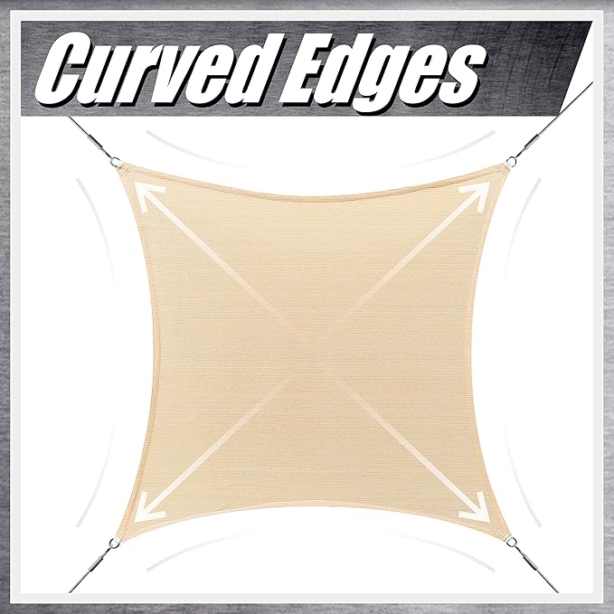 ColourTree 10' x 13' Sand Rectangle CTAPS16 Sun Shade Sail Canopy Mesh Fabric UV Block UPF50 - Commercial Heavy Duty - 190 GSM - 3 Years Warranty