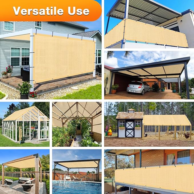 Artpuch Outdoor Pergola Shade Cover 6' X 9' Sun Shade Cloth with Grommets, 90% UV Protection Canopy Patio Privacy Screen (Customized Available) GN107, Wheat
