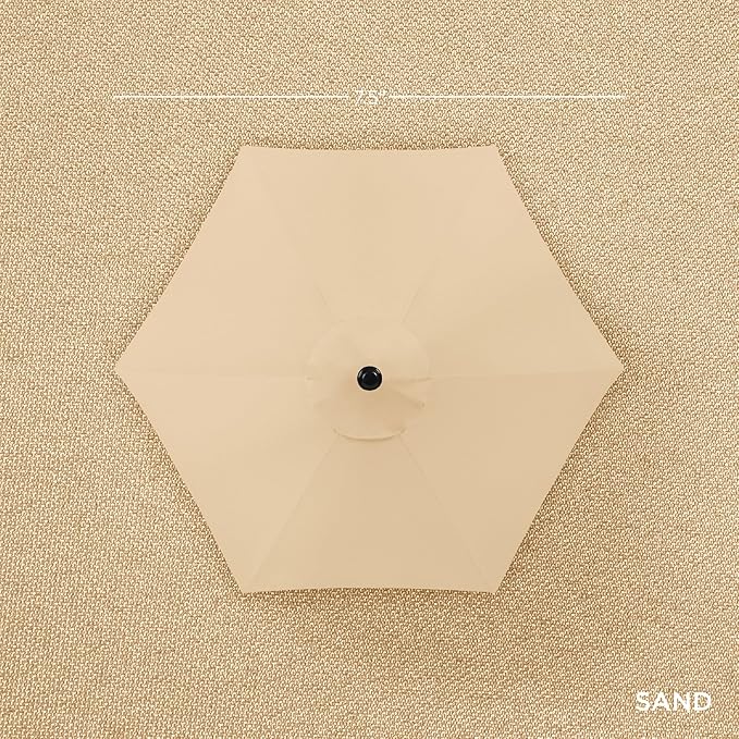 Best Choice Products 7.5ft Heavy-Duty Round Outdoor Market Table Patio Umbrella w/Steel Pole, Push Button Tilt, Easy Crank Lift - Sand