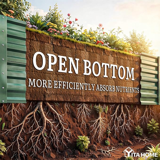 YITAHOME 6x3x2ft Large Raised Garden Bed Kit, Galvanized Metal Planter Box with Gloves, Ground Nails, Support Rod, Outdoor Above Ground Planters for Plants Vegetables Flowers, Green
