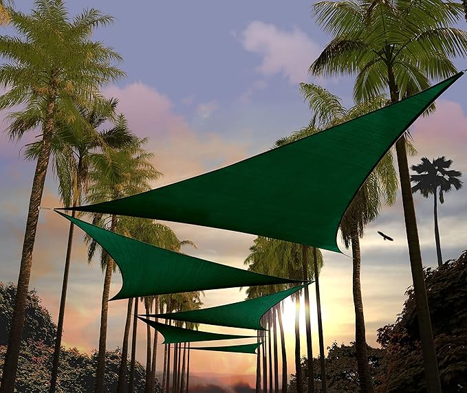 Amgo Custom Size 8' x 8' x 8' Green Triangle Sun Shade Sail UPF50+ AGTAPRT12, Order to Make Canopy Awning, 95% UV Blockage, Water & Air Permeable, Commercial Standard (We Customize)