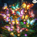 Solar Lights Outdoor Garden Decor: 4 Pack 68 Silk Butterflies with 88 Color-Changing LEDs - Auto On/Off 12H Magical Lighting IP65 Waterproof for Yard Patio Pathway - Unique Gifts for Mom Grandma