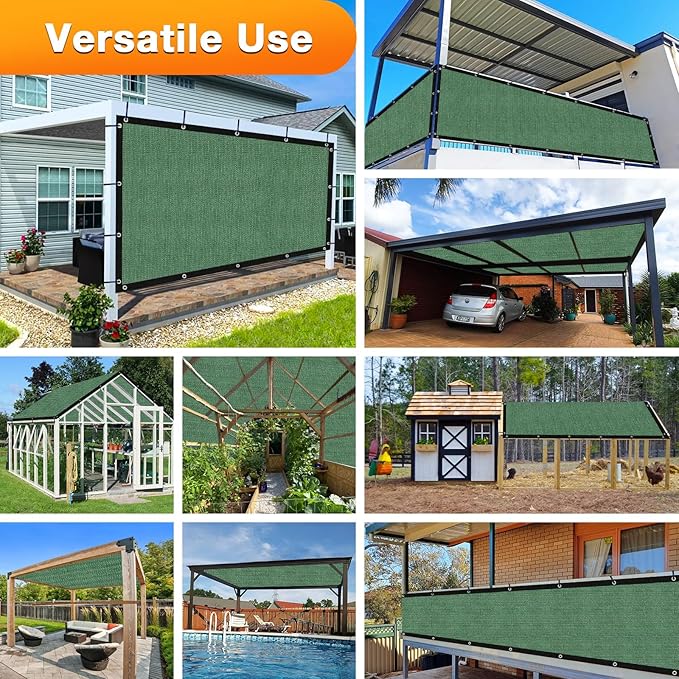 Artpuch Outdoor Pergola Shade Cover 12' X 24' Sun Shade Cloth with Grommets, 90% UV Protection Canopy Patio Privacy Screen (Customized Available) GN107, Green