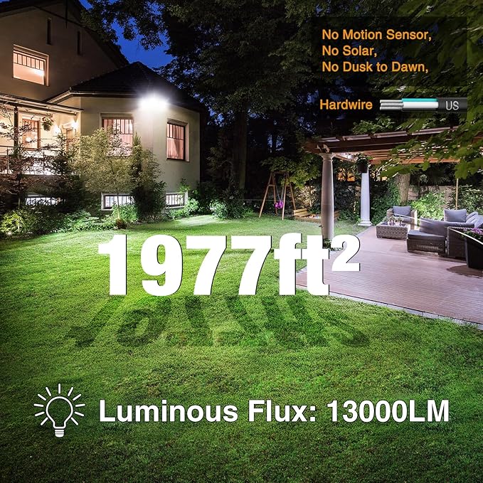 Onforu 130W Flood Lights Outdoor, 13000LM Brightness LED Light Outside, IP65 Waterproof LED Exterior Floodlight with 3 Adjustable Heads, 6500K White Outdoor Security Light for Yard Garage Eave