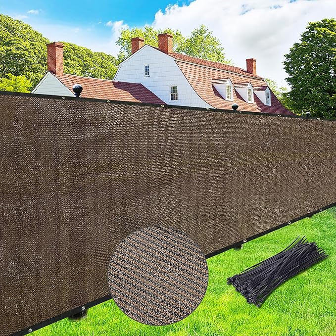 UPGRADE Privacy Screen Fence 5' x 50' Commercial Shade Cover with Brass Grommets Heavy Duty Perfect for Outdoor Back Yard-Mocha, Customizable