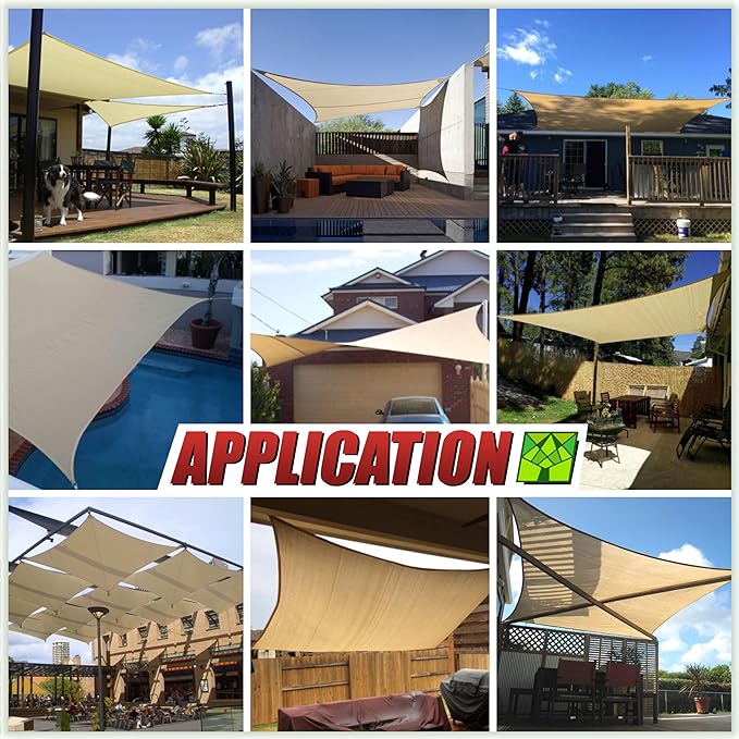 ColourTree TAPR1616 Custom Size 6' x 21' Sand Beige Sun Shade Sail Canopy UV Block UPF50 Rectangle - Commercial Standard Heavy Duty - 190 GSM - 3 Years Warranty