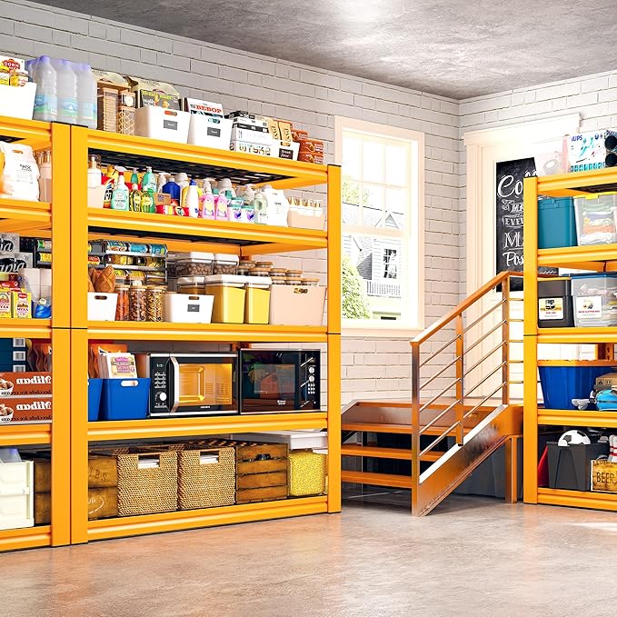 REIBII Garage Shelving Load 3200LBS, 5-Tier Storage Shelves, Adjustable Heavy Duty Metal Shelving Unit for Pantry, Basement, Warehouse, 72" H x 36" W x 16" D H, 3PC