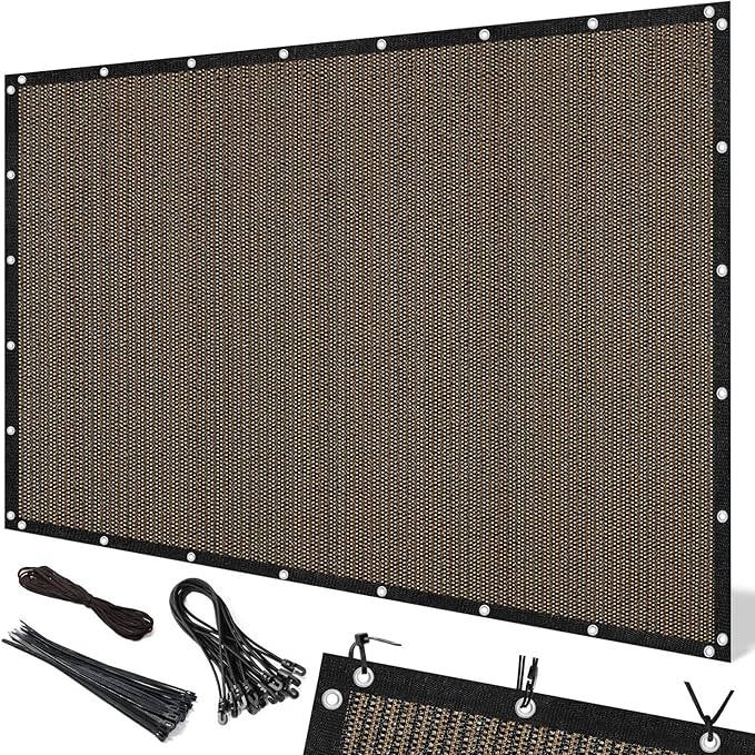 Artpuch 90% Sun Shade Cloth, 10 x 20 FT Pergola Shade Cover Canopy with Grommets, Sun Screen Fabric Tarp for Patio, Outdoor, Garden, Backyard, Mocha