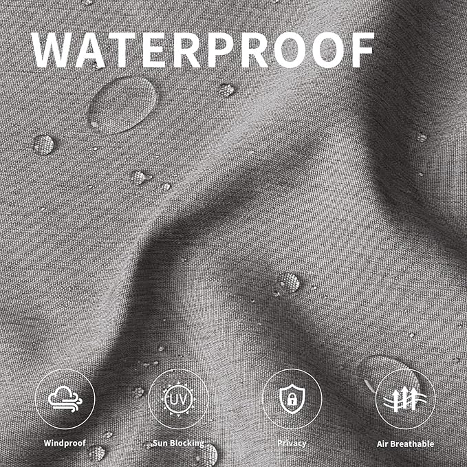 Easy-Going Linen Look Outdoor Curtains Waterproof Windproof Porch Curtains, Soft Thicken Outdoor Privacy Curtains for Patio, Gazebo, Grommet Top and Tab Bottom Drape, 1 Panel, 54x108 inch, Grey