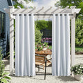 NICETOWN 2 Panels Outdoor Curtains for Patio Waterproof with Grommet & Back Tab on top and Bottom, Windproof Privacy Sound & Light Reducing for Gazebo with Fixed Rope, W46 x L63, Greyish White