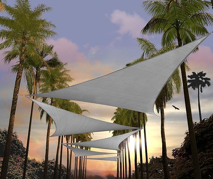 Amgo 8' x 8' x 8' Grey Triangle Sun Shade Sail UPF50+ Canopy Awning AGSLT, 95% UV Blockage, Water & Air Permeable, 200GSM Heavy Duty Commercial and Residential (We Make Custom Sizes)