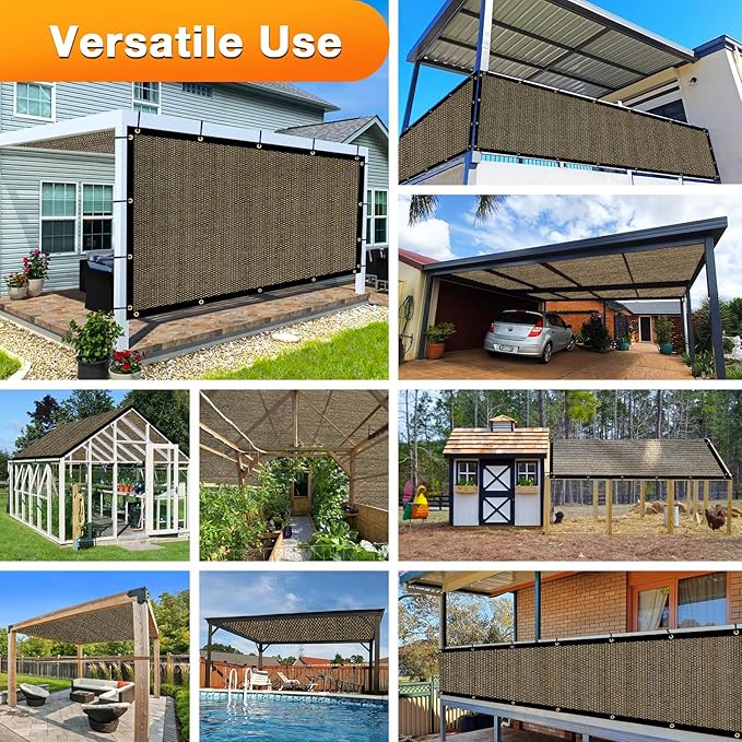 Artpuch Outdoor Pergola Shade Cover 8x13 FT Sun Shade Cloth with Grommets Mocha 90% UV Protection Canopy Patio Privacy Screen (Customized Available)