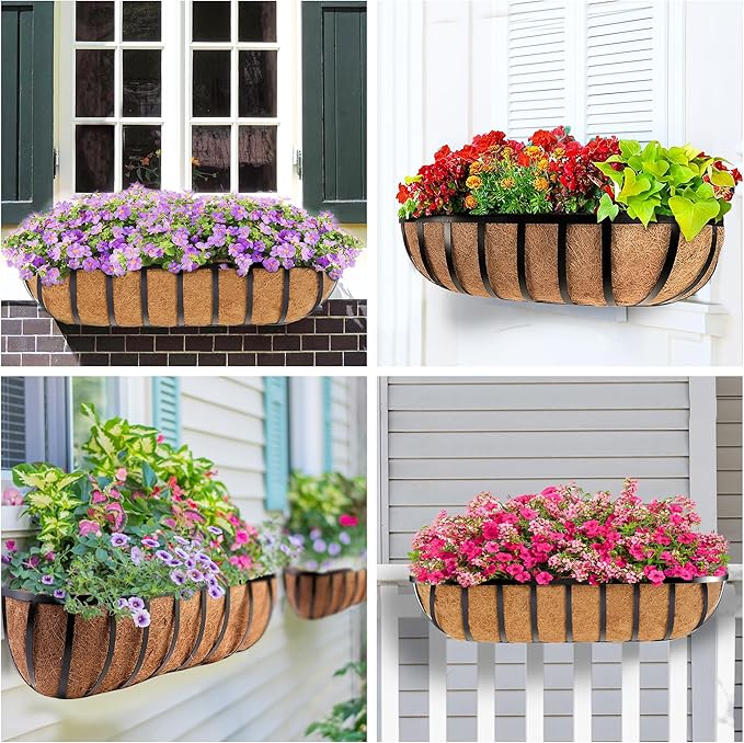 Y&M 30" Coco Liner for Window Box Deck Basket Planter Trough Coconut Fiber Liners, 2pcs Trough Coco Liner Pre-Formed Replacement