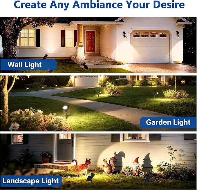 Solar Lights Outdoor Waterproof IP65,3000K Super Bright LED,2 Lighting Modes, Solar Powered Yard Garden Solar Spot Lights for Flag Landscape Auto On/Off-1 Pack