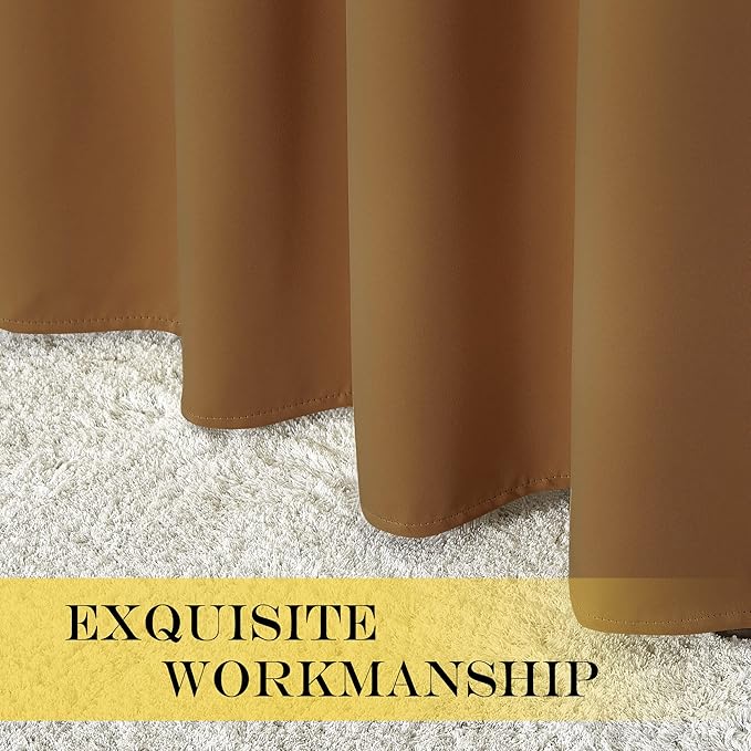 NICETOWN Blackout Drapery Curtain Panel 90 inches Long - Window Treatment Thermal Insulated Grommet Blackout Curtain/Drape for Bedroom Living Room (Gold Brown, 1 Panel, 46 by 90 inches)