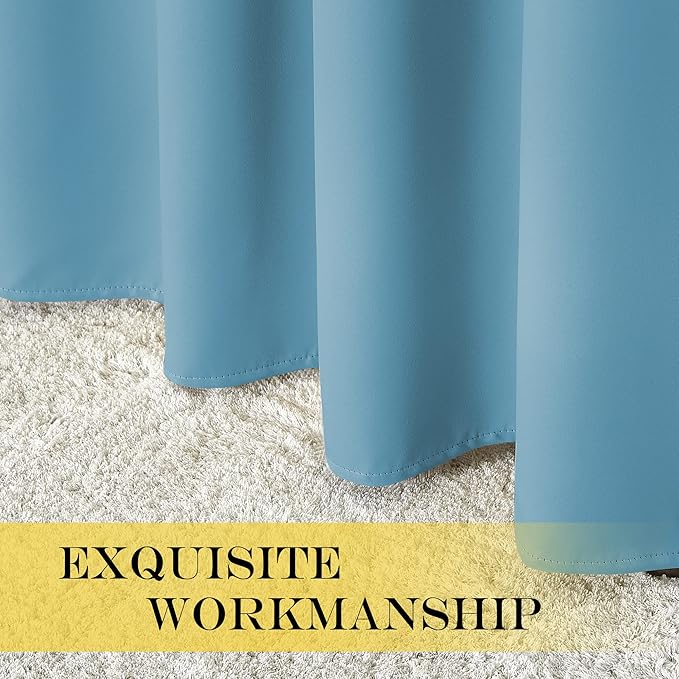 NICETOWN Blackout Sliding Glass Door Curtains, Room Darkening Thermal Insulated Curtains for Living Room Bedroom, Extra Wide Window Drapes, 1 Panel, W80 x L118, Teal Blue
