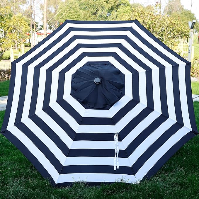 Blissun 9' Outdoor Patio Umbrella, Outdoor Table Umbrella, Yard Umbrella, Market Umbrella with 8 Sturdy Ribs, Push Button Tilt and Crank