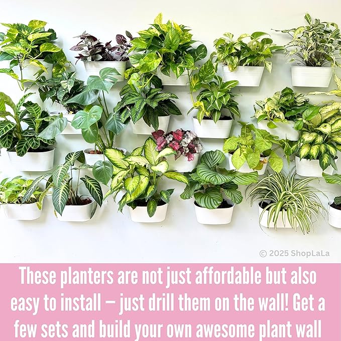 LaLaGreen Outdoor Rail Planter (4 Pack, 11.8 Inch) Metal Iron Hanging Flower Pots Deck Railings Fence Buckets Modern Countryside Boho Style White Wall Mount Window Box Plant Holder Hooks Porch Decor