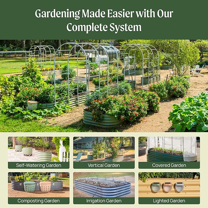 Vego garden Raised Garden Bed Kit, 17" Tall 10 in 1 Jumbo Modular Metal Planter Box for Vegetables, Flowers, Herbs, Terra Cotta