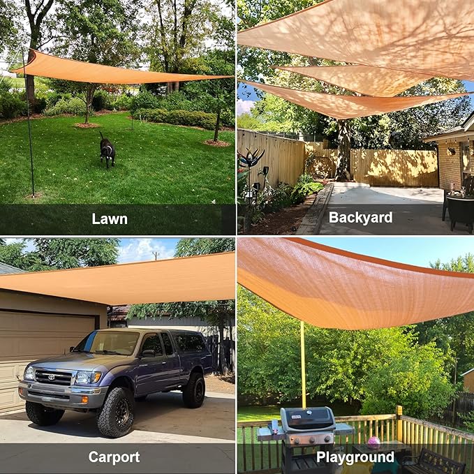 SUNLAX Sun Shade Sail 10' x 15' x 18' Peach Fuzz Rectangle Canopy Sail Shade Cover UV Block Permeable Sunshade Outdoor for Patio Backyard Deck Pergola (We Make Custom Size)