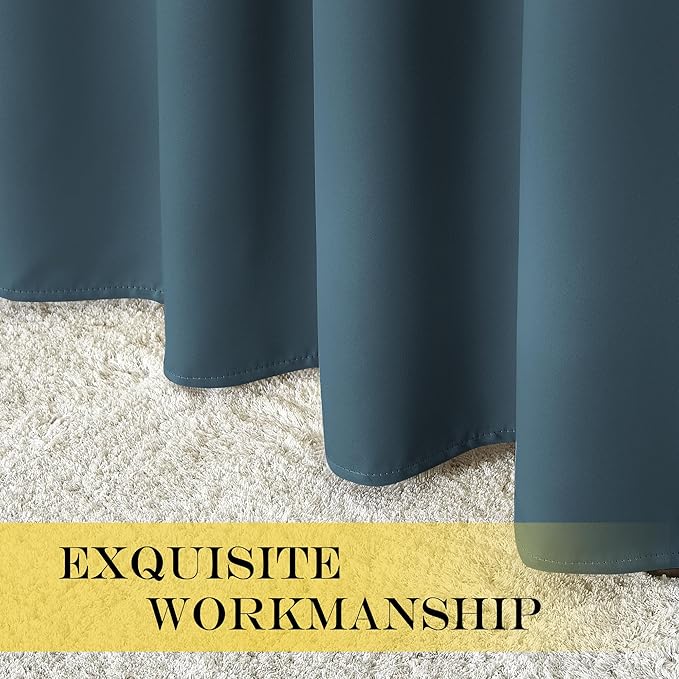 NICETOWN Blackout Curtains 84 Inch Length, Thermal Insulated Room Darkening Drapes Grommet Window Covering for Living Room Bedroom (W52 x L84 Inch, 1 Panel, Smoky Blue)