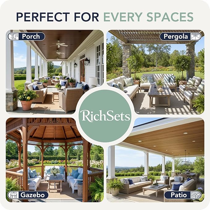 Outdoor Curtains for Patio Waterproof 6 Panels - Windproof, Privacy, Weatherproof Outside Drapes for Gazebo Pergola Porch, Grommet Top and Tab Bottom, 54x84 Inch, Navy