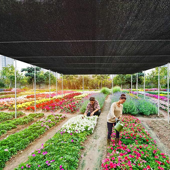 QLOFEI 4x12 FT Shade Cloth with Grommets, 90% Sun Shades Outdoor Patio Mesh Tarp, Easier to Hang Sun Protection Neting Cover -for Garden Greenhouse Pergola Lawn Kennel Chicken Coop