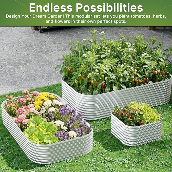 3 PCS 6x3ft Galvanized Raised Garden Bed Outdoor, Metal Garden Bed for Vegetables, Above Ground Garden Box for Flower, Steel Raised Beds for Gardening