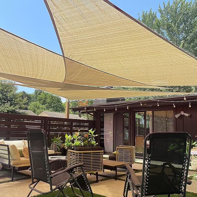 LOVE STORY Custom Size 17'x17'x17' Sand Sun Shade Sail Triangle Sunshade Fabric Awning Canopy for Patio Backyard Carport Pergola (Customized)